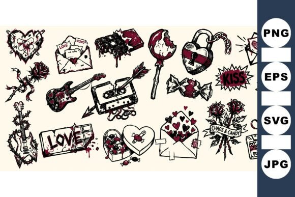 Download Edgy Valentine Punk Clipart Set - Set Collection