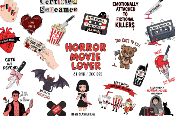 Download Horror Movie Lover Clipart Bundle - Love Collection
