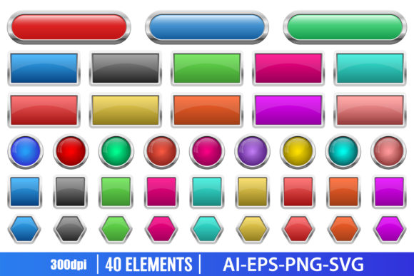 Download Glossy Buttons Clipart Set - Set Collection