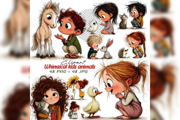 Download Whimsical Cute Kids Clipart Set - Set Collection