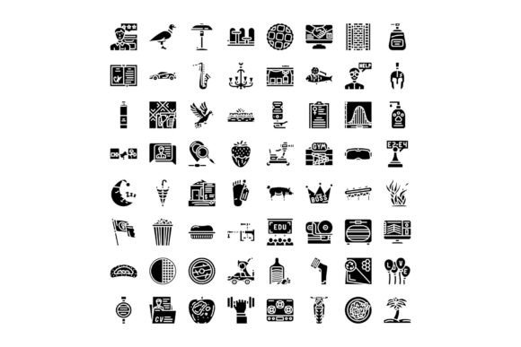Download Extensive Black Glyph Icon Set Represent - Set Collection
