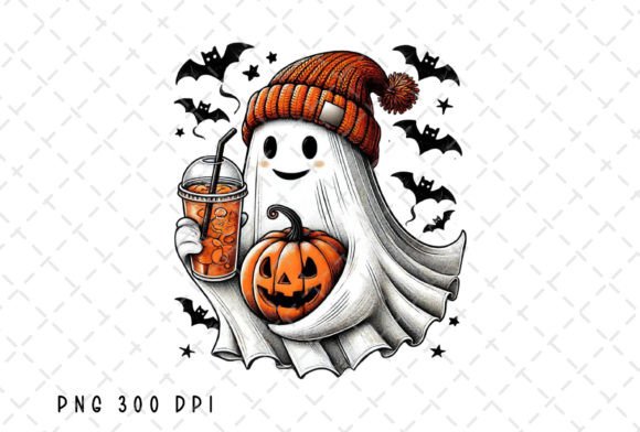 Download Cute Ghost Coffee Pumpkin Halloween PNG - Cute Collection