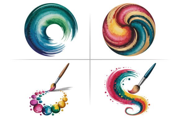 Download Painted Dot Brush Watercolor Clipart Set - Set Collection