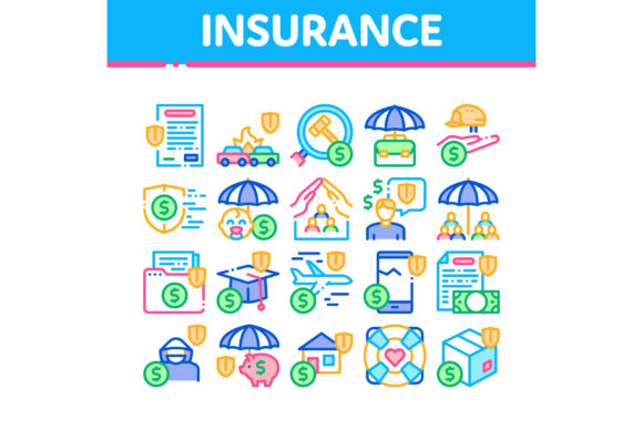 Download Insurance All-purpose Collection Icons Set Vector - Set Collection
