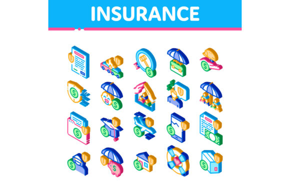 Download Insurance All-purpose Isometric Icons Set Vector - Set Collection
