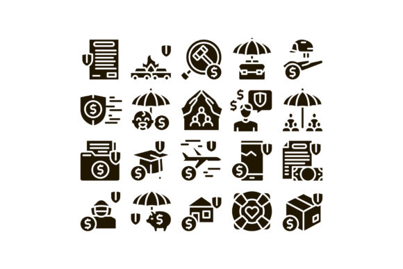 Download Insurance All-purpose Glyph Set Vector - Set Collection