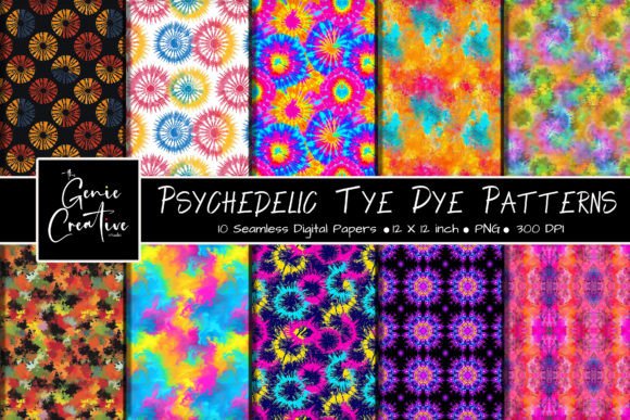 Download Psychedelic Tye Dye Seamless Pattern Set - Set Collection