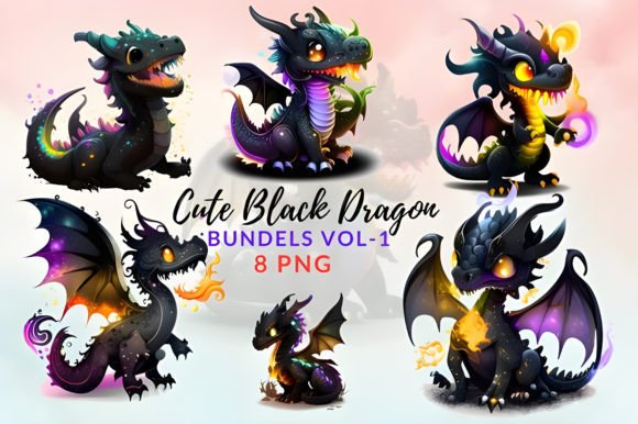 Download Cute Black Dragon Clipart Bundles 02 - Cute Collection