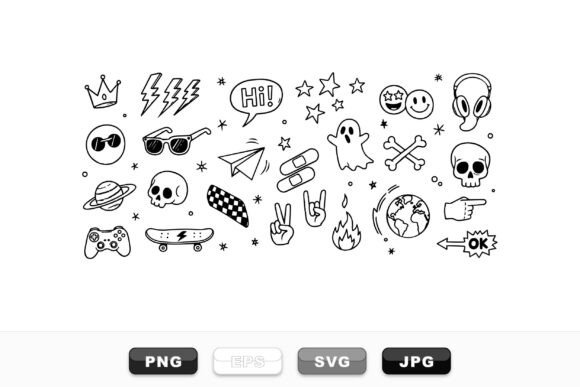 Download Edgy Doodle Vector Clipart Set - Set Collection