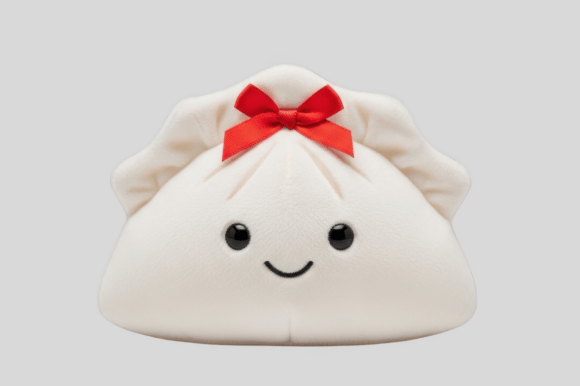 Download White Dumpling Plush Toy with Red Bow - Premium Bundle