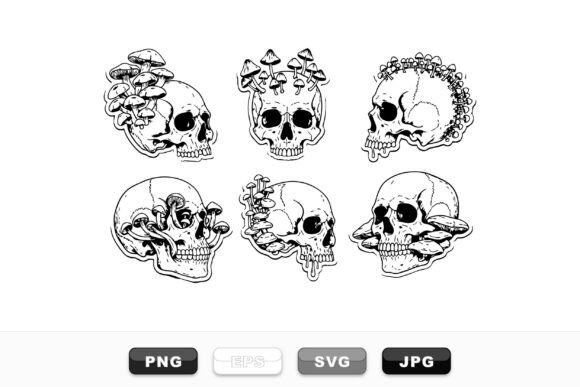 Download Edgy Skull Mushroom Clipart Set - Set Collection