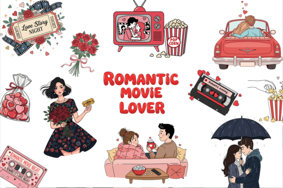 Download Romantic Movie Lover Clipart Bundle - Love Collection